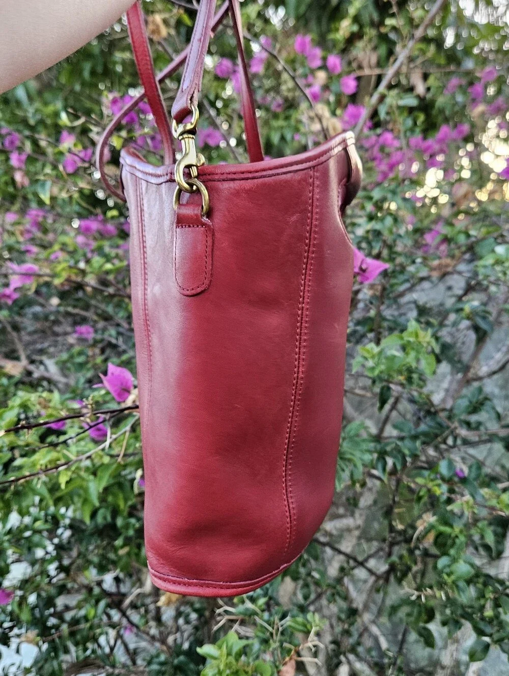 Vintage Coach 9993 Small Shopper Bag Leather Hangtag Red Leather Crossbody Mini - Picture 3 of 9